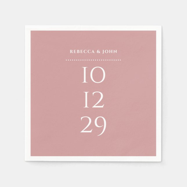 Dusty Rose Minimalistisch Special Date Hochzeit Serviette (Vorderseite)