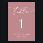 Dusty Rose Minimalistisch Wedding | Event Custom Tischnummer<br><div class="desc">(**BITTE BEACHTEN SIE: Um zu bestellen,  passen Sie einfach Ihre Tischnummer (und Name/Datum) an und fügen Sie jede Nummer einzeln in Ihren Warenkorb ein. Dann Karo raus,  sobald du fertig bist.) Schön,  elegant,  modern und minimalistisch,  Tischnummer-Karte. Vollständig anpassbar mit Ihren Namen (oder Ereignisname) und Datum.</div>