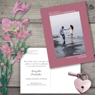Dusty Rose Minimalistisch Wedding Foto Save the Da Ankündigungspostkarte
