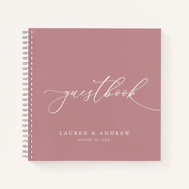 Dusty Rose Minimalistisch Wedding Gästebuch Notizbuch (Vorderseite)