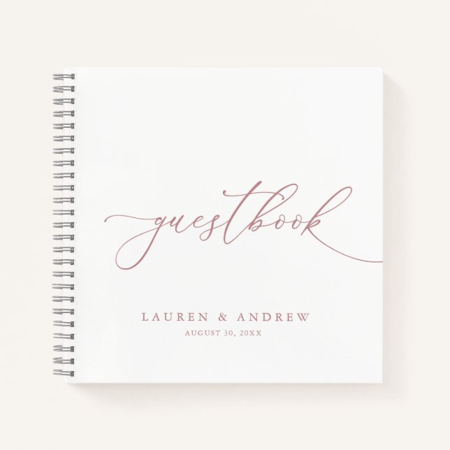 Dusty Rose Minimalistisch Wedding Gästebuch Notizbuch (Vorderseite)