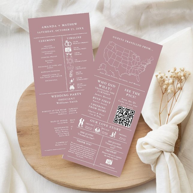 Dusty Rose Minimalistisch Wedding Infografy Progra (Von Creator hochgeladen)