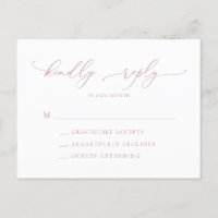 Dusty Rose Minimalistisch Wedding RSVP