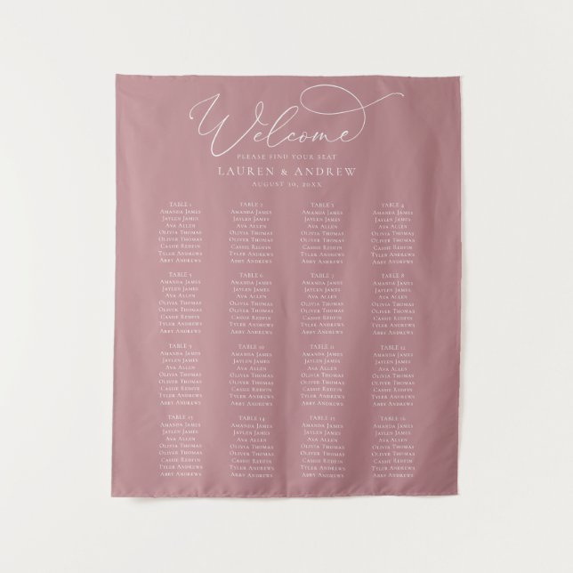 Dusty Rose Minimalistische Hochzeitssattelkarte Wandteppich (Vorderseite)