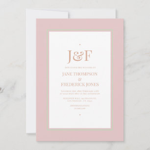 Dusty Rose, Minze Green und Blush Wedding Einladung