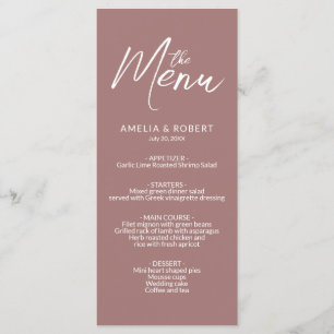 Dusty Rose Modern Elegant Simple Mariage Menu