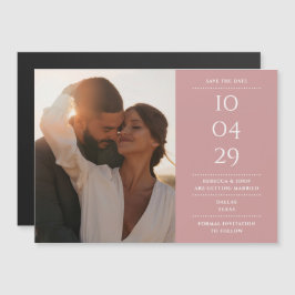 Dusty Rose Modern Wedding Foto Save the Date Magneteinladung
