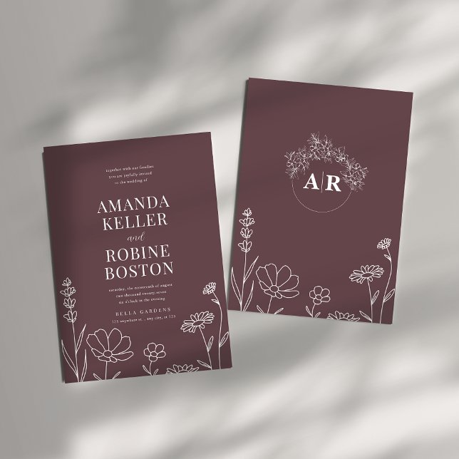 Dusty Rose Moderne Blumenhochzeit Einladung (Von Creator hochgeladen)