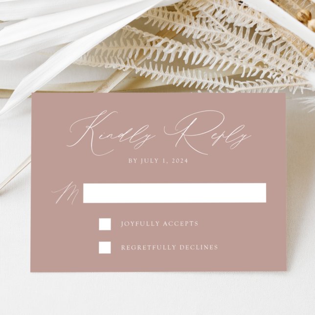 Dusty Rose Moderne Eleganz Hochzeit RSVP Karte (Von Creator hochgeladen)