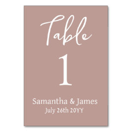 Dusty Rose Moderne Eleganz Hochzeit Tischnummer