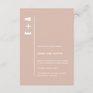 Dusty Rose Moderne Minimal kühne Initialen Hochzei Einladung
