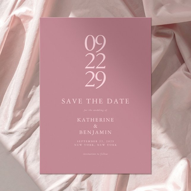 Dusty Rose Moderne Minimalistische Hochzeit Save The Date (Von Creator hochgeladen)