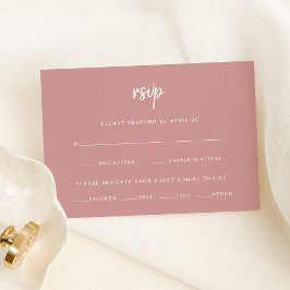 Dusty Rose Moderne Schrift | Wahl zum Hochzeitsess RSVP Karte
