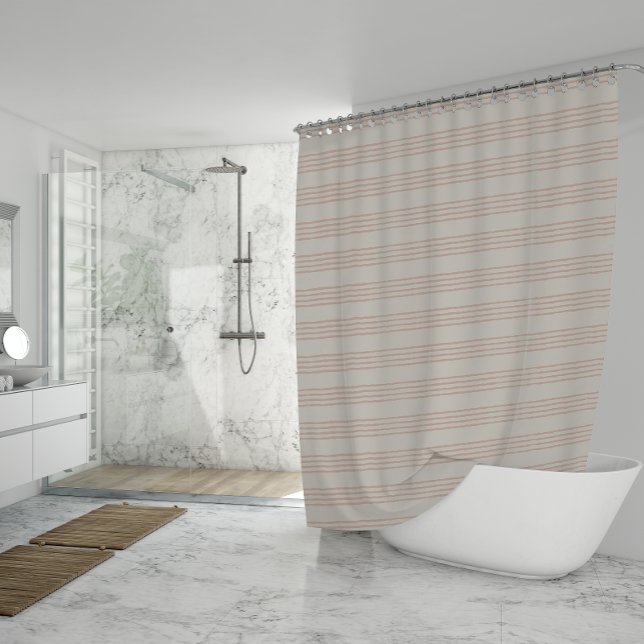 Dusty Rose Moderner Minimalistischer Streifen Boho Duschvorhang (Dusty Rose Modern Minimalist Stripe Boho Shower Curtain)