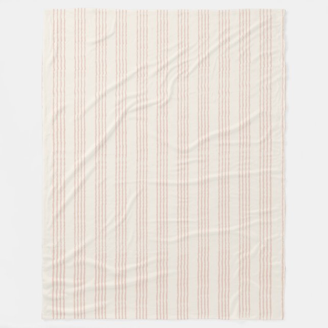 Dusty Rose Moderner Minimalistischer Streifen Boho Fleecedecke (Vorderseite)