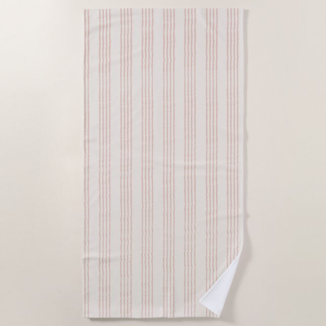 Dusty Rose Moderner Minimalistischer Streifen Boho Strandtuch (Vorderseite)