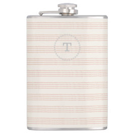 Dusty Rose Modernes Monogramm Name Boho Strip Flachmann