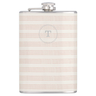 Dusty Rose Modernes Monogramm Name Boho Strip Flachmann