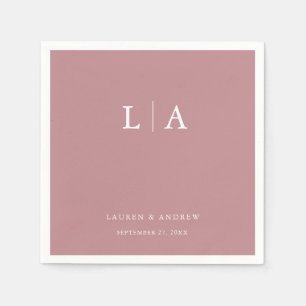 Dusty Rose Monogram Elegant Simple Wedding Napkins Serviette