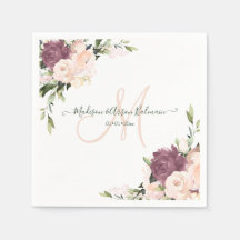 Dusty Rose Monogram Floral Watercolor