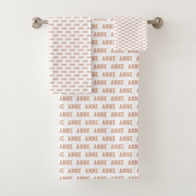 Dusty Rose Name Pattern Moderne Badhandtuch Set (Insitu)