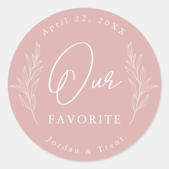 Dusty Rose Notre Sticker préféré mariage Favor (Devant)