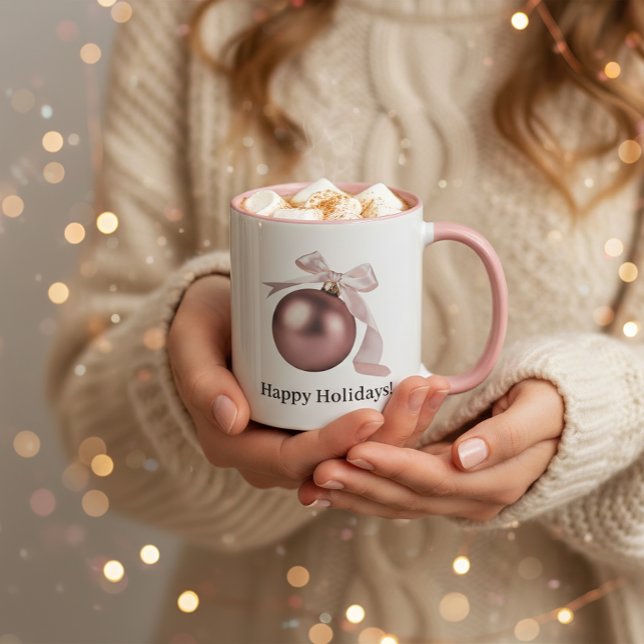 DUSTY ROSE ORNAMENT MUG FOR CHIC HOLIDAYS TASSE (The coziest hot cocoa break. Holiday vibes for your premium moments!)