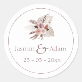 Dusty Rose Pampas Boho Wedding Umschlag Aufkleber