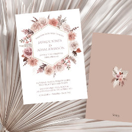 Dusty Rose Pampas Grass Boho Wedding Einladung