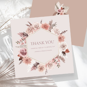 Dusty Rose Pampas Grass Flat Wedding Vielen Dank Dankeskarte