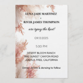 Dusty Rose Pampas Grass Wedding Invitation Einladung