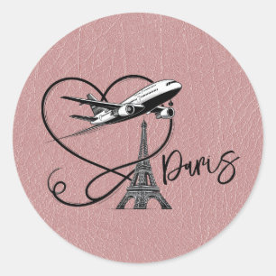 Dusty Rose Paris Passport Runder Aufkleber
