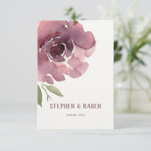 Dusty Rose Peony Elégant Carte de remerciements de