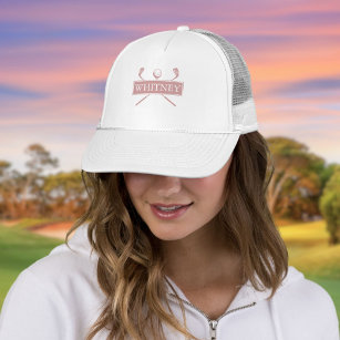 Dusty Rose Personalisiert Name Golf Ball und Clubs Truckerkappe