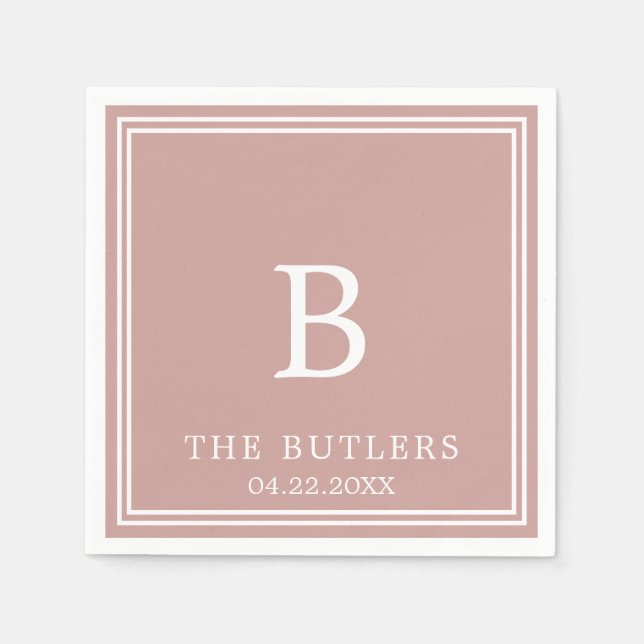 Dusty Rose Personalisiert Wedelcocktail Napkins Serviette (Vorderseite)