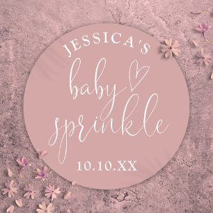 Dusty Rose Pink Baby Sprinkle Shower Favor Runder Aufkleber