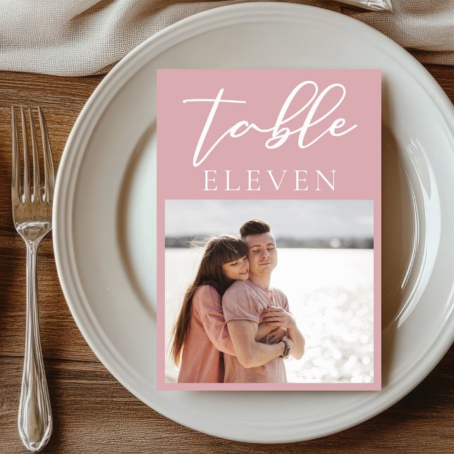 Dusty Rose Pink Couple Foto Wedding Tischnummer (Von Creator hochgeladen)