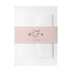 Dusty Rose Pink Einfache Mongram Hochzeit Einladungsbanderole