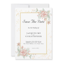 Dusty Rose Pink Floral Peony Save the Date Hochzei
