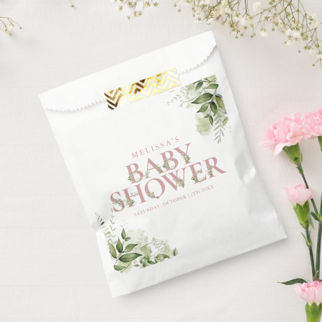 Dusty Rose Pink Greenerity Letter Baby Dusche Geschenktütchen (Versiegelt)