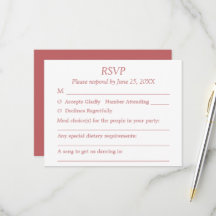 Dusty Rose Pink Guest Choices RSVP Card
