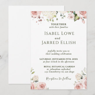 Dusty Rose Pink in einer Hochzeitseinladung Einladung