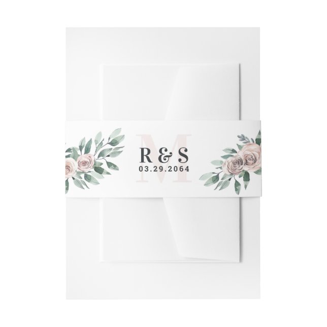 Dusty Rose Pink Mauve Boho Greenery Blumenhochzeit Einladungsbanderole (Vorderseite Beispiel)