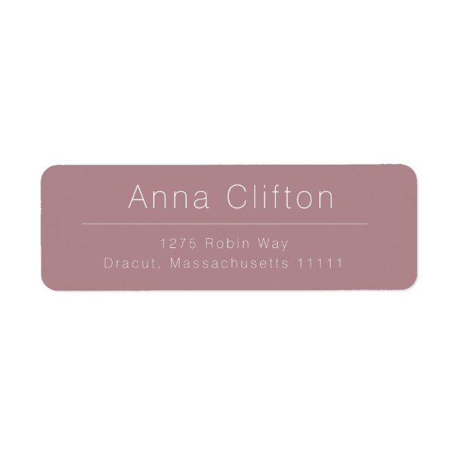 Dusty Rose Pink Modern Return Address Label (Vorne)