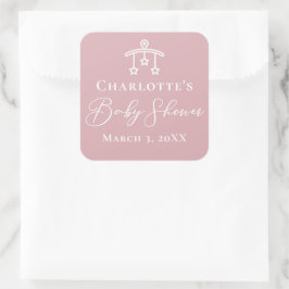 Dusty Rose Pink Moderne Babydusche Quadratischer Aufkleber