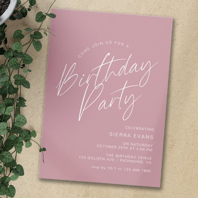 Dusty Rose Pink | Moderne elegante Frauen zum Gebu Einladung (Von Creator hochgeladen)