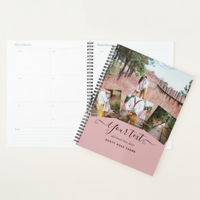 Dusty Rose Pink Newlyweds Wedding FOTO Gift Planer (Anzeige)