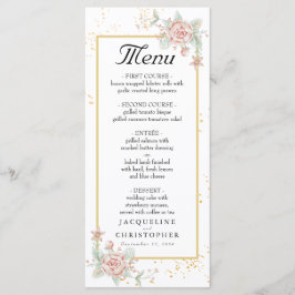 Dusty Rose Pink Peony Peach Wedding Menu Menükarte