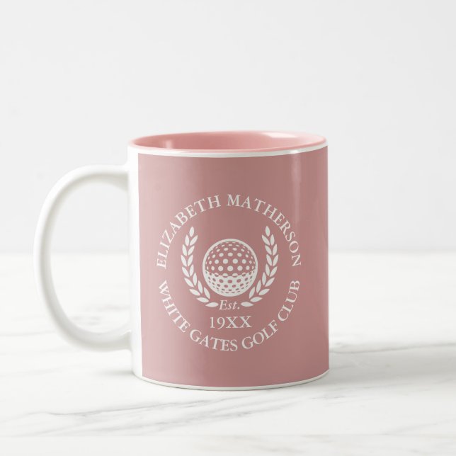Dusty Rose Pink Personalized Golf Club Name Zweifarbige Tasse (Links)