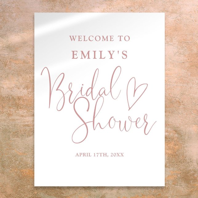 Dusty Rose Pink Script Brautparty Begrüßungszeiche Poster (Dusty Rose Pink Script Bridal Shower Welcome Sign)